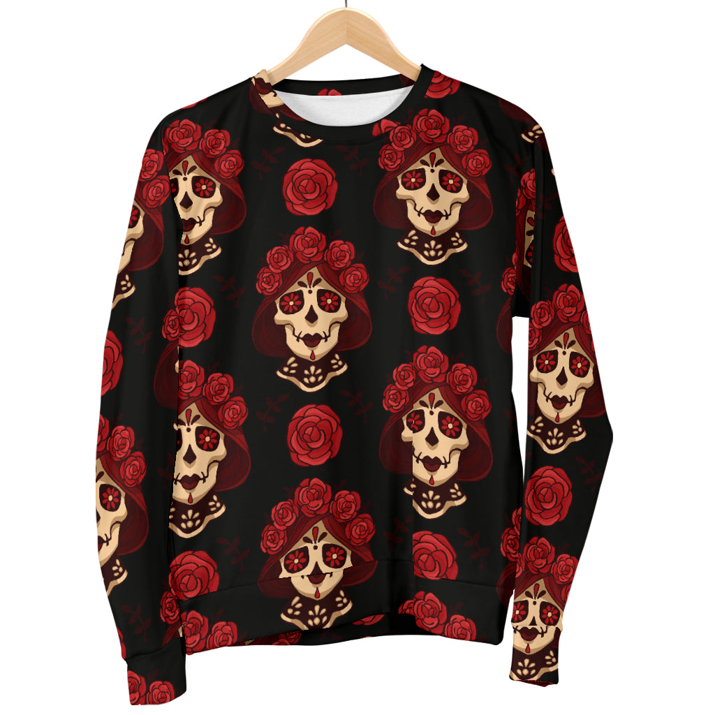 Day of the Dead Skull Girl Pattern Men Long Sleeve Sweatshirt