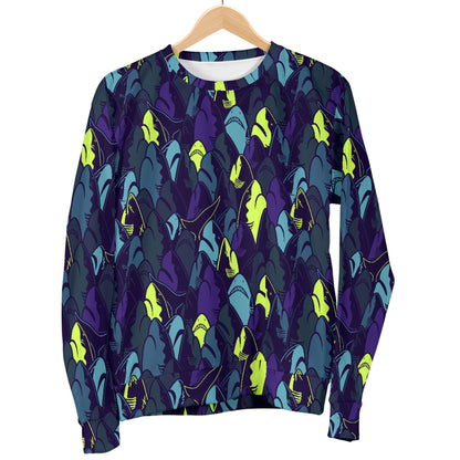 Shark Neon color Print Men Long Sleeve Sweatshirt
