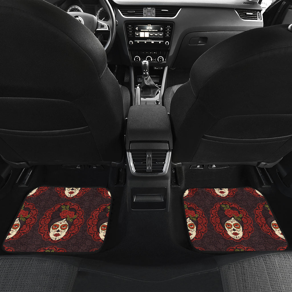 Day of the Dead Mexican Girl Car Floor Mats Front Back