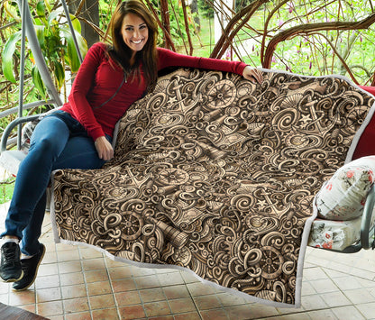 Nautical Tattoo Design Themed Print Quilt Bedspread
