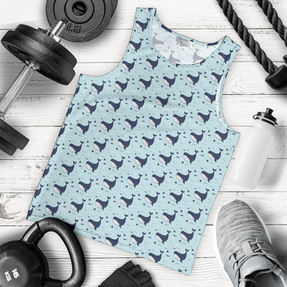 Whale Cute Design Themed Print Men Tank Top