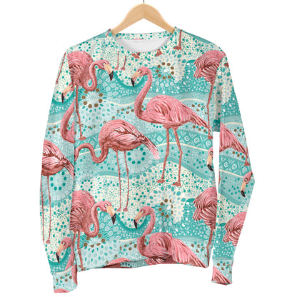 Flamingo Background Themed Print Men Long Sleeve Sweatshirt