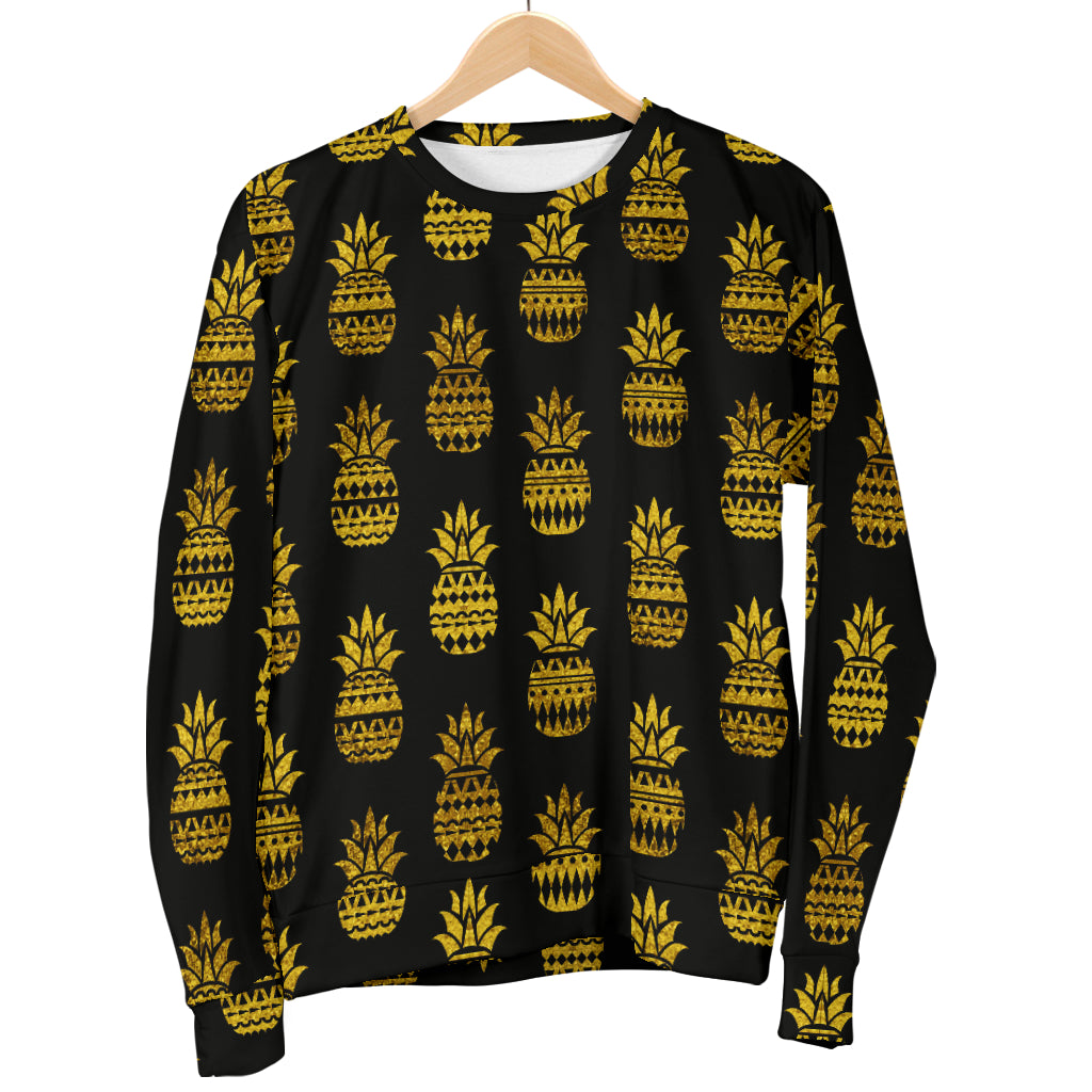 Pineapple Gold Tribal Style Print Women Long Sleeve Sweatshirt