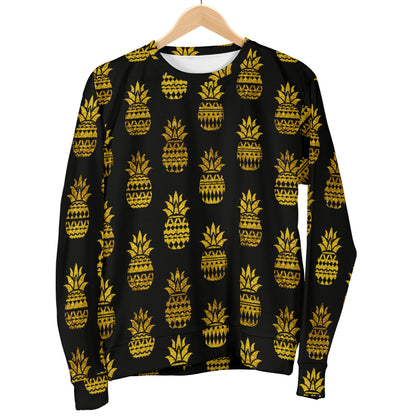 Pineapple Gold Tribal Style Print Women Long Sleeve Sweatshirt