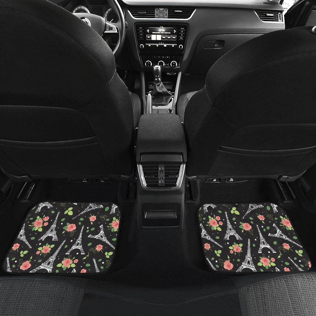 Eiffel Tower Rose Print Car Floor Mats Front Back