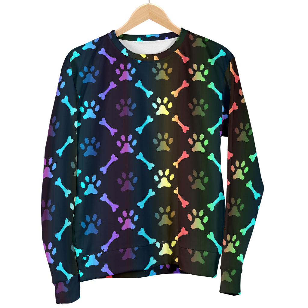Paw Rainbow Print Men Long Sleeve Sweatshirt