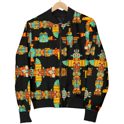 Totem Pole Cartoon Print Men Bomber Jacket