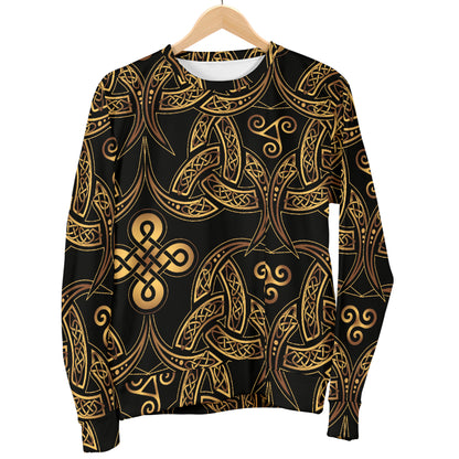 Celtic Knot Gold Design Women Long Sleeve Sweatshirt