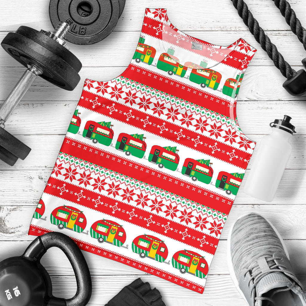 Camper Camping Ugly Christmas Design Print Men Tank Top