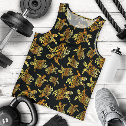 Gold Tribal Turtle Polynesian Themed Men Tank Top