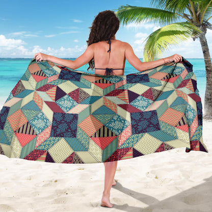 Patchwork Pattern Print Design 02 Sarong Pareo Wrap