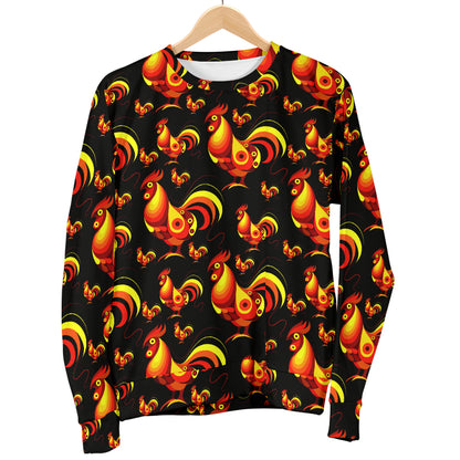 Rooster Print Themed Women Long Sleeve Sweatshirt