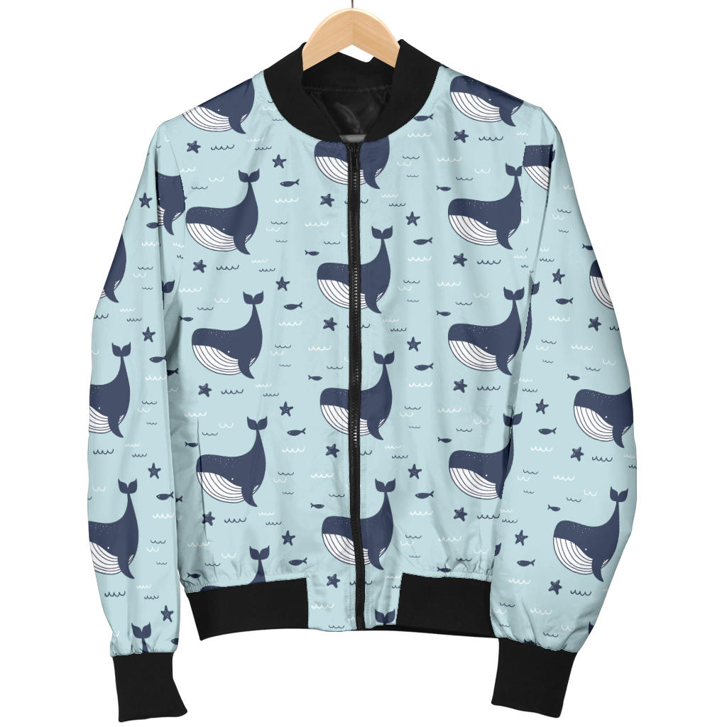 Whale Cute Design Themed Print Men Bomber Jacket