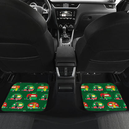 Camper Camping Christmas Themed Print Car Floor Mats Front Back