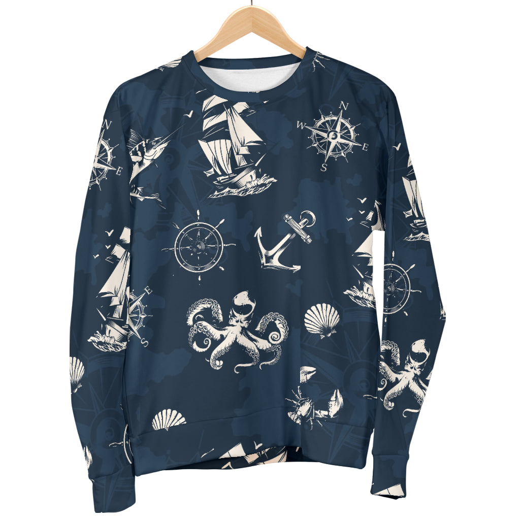 Nautical Sea Themed Print Women Long Sleeve Sweatshirt