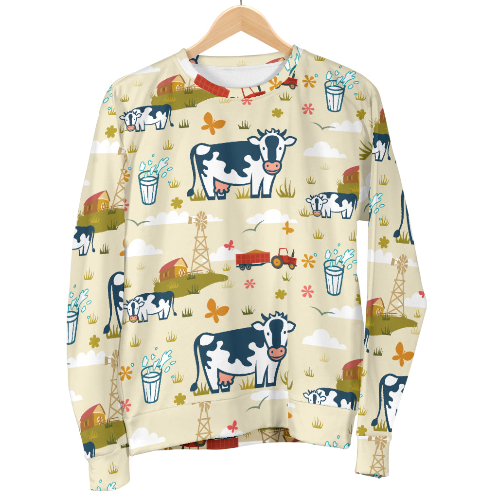 Cow Farm Design Print Men Long Sleeve Sweatshirt