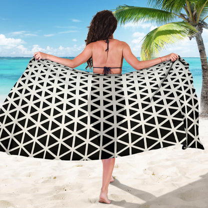 Geometric Black White Pattern Print Design 03 Sarong Pareo Wrap
