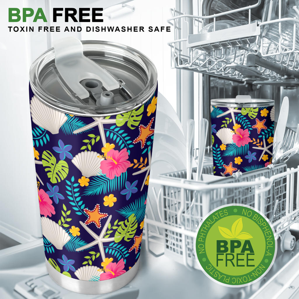 Beach Seashell Floral Theme Tumbler