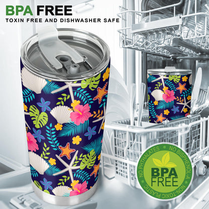 Beach Seashell Floral Theme Tumbler