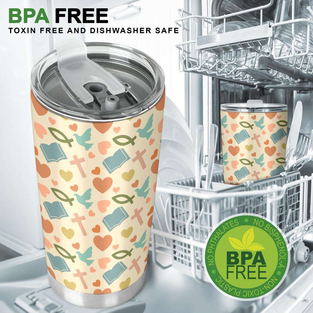 Christian Symbol Pattern Tumbler