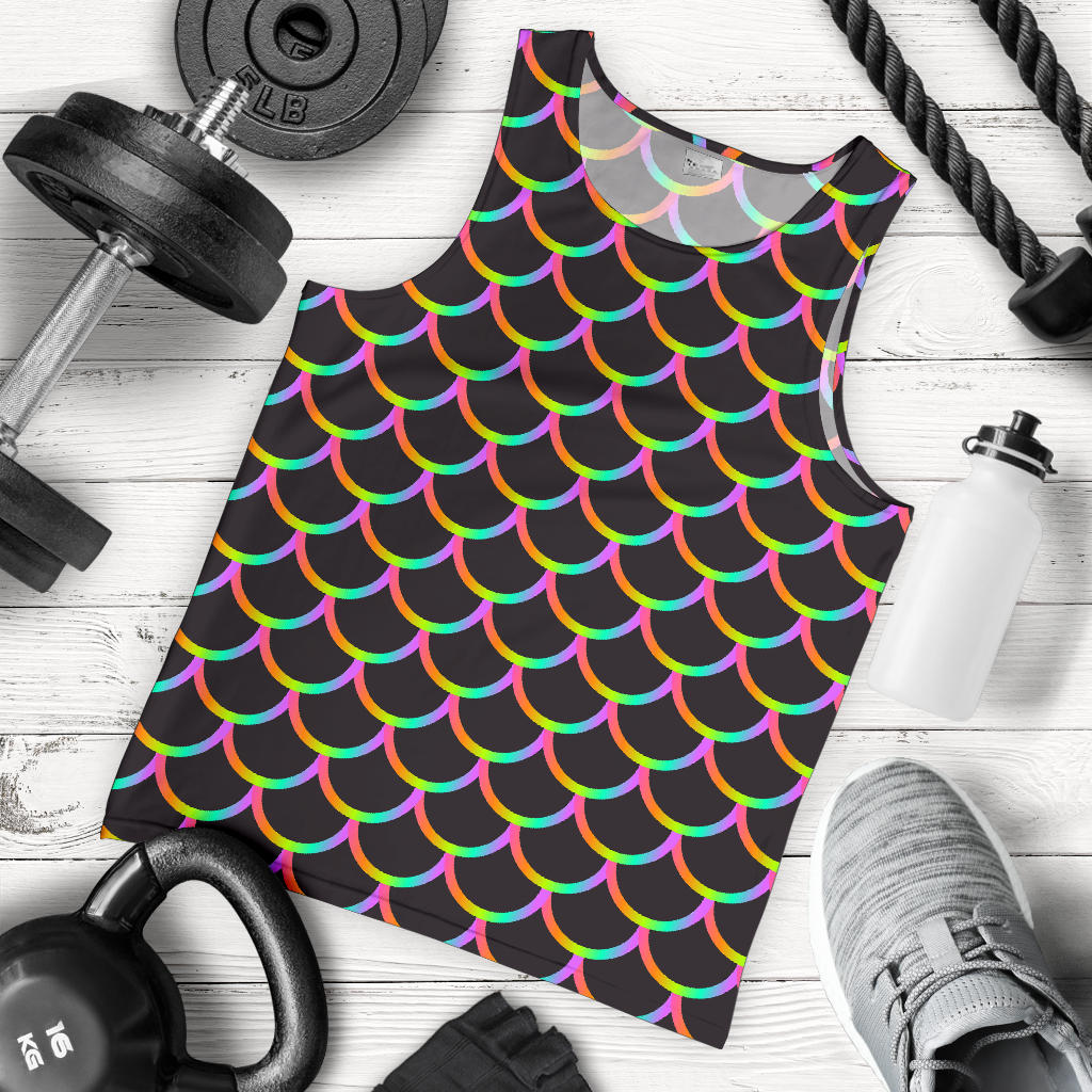 Mermaid Tail Rainbow Design Print Men Tank Top