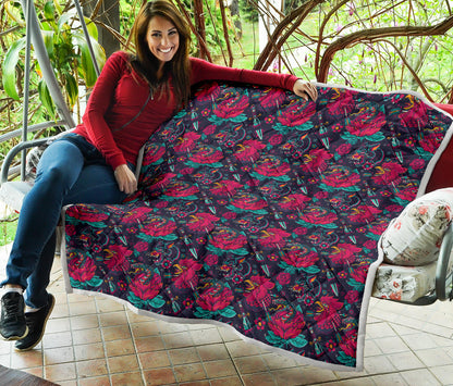 Old School Tattoo Print Quilt Bedspread