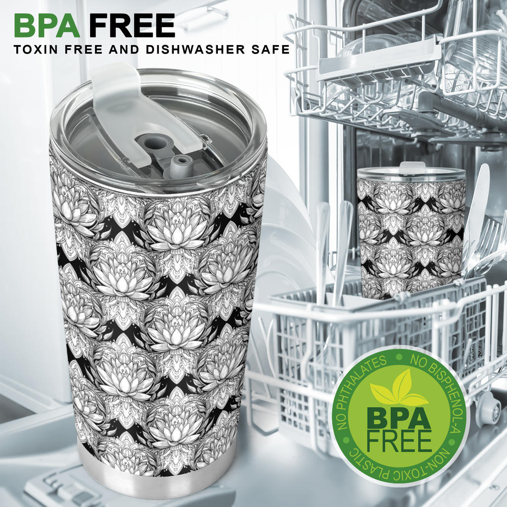 Lotus Mandala Print Pattern Tumbler