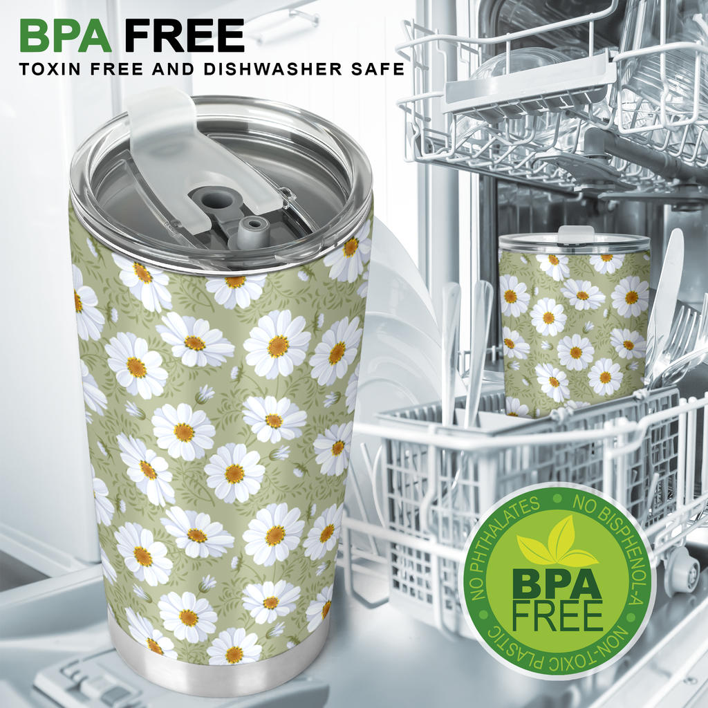 Daisy Yellow Print Pattern Tumbler