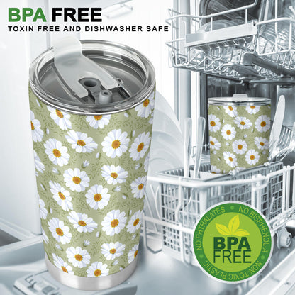 Daisy Yellow Print Pattern Tumbler