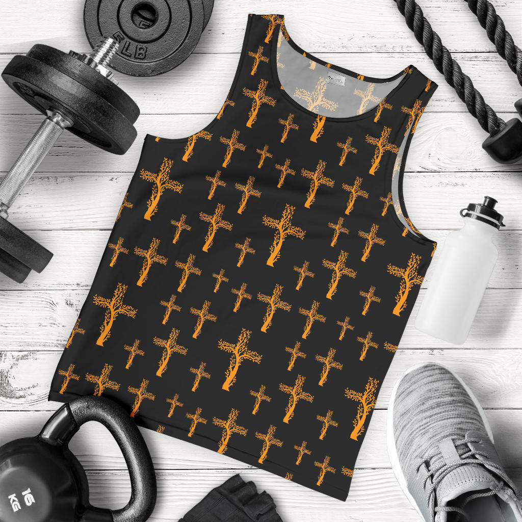 Christian Tree of Life Cross Design Men Tank Top
