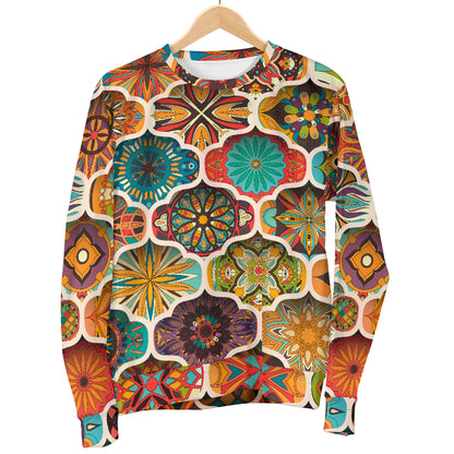 Mandala Mosaic Themed Design Print Men Long Sleeve Sweatshirt