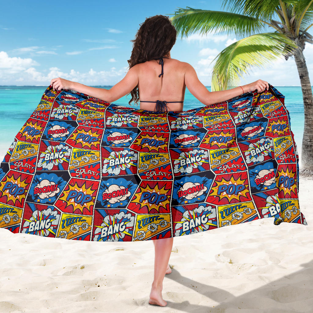 Comic Book Pattern Print Design 03 Sarong Pareo Wrap