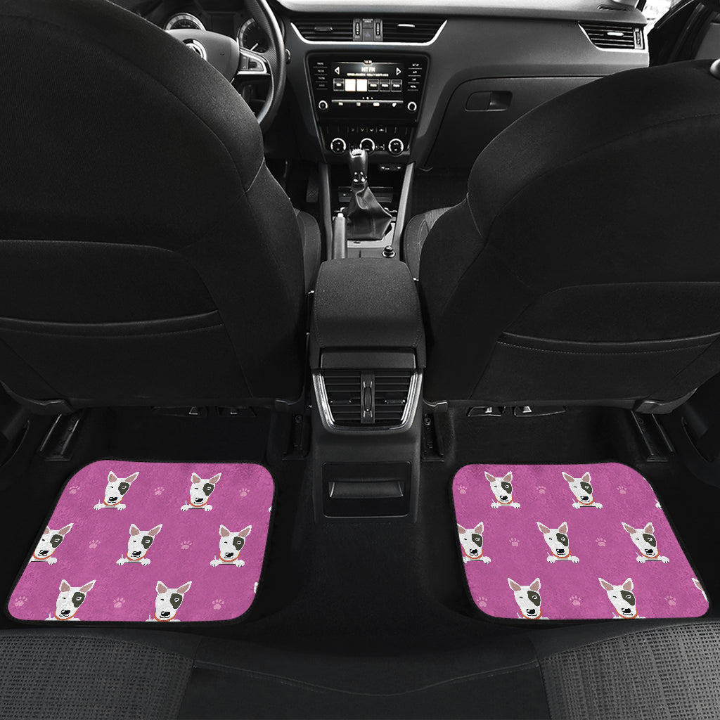 Bull Terrier Happy Print Pattern Car Floor Mats Front Back