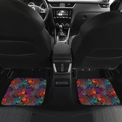 Rooster Print Style Car Floor Mats Front Back