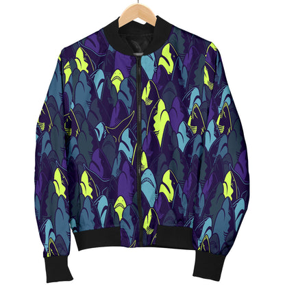 Shark Neon color Print Men Bomber Jacket