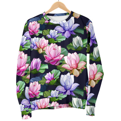 Lotus Flower Print Design Men Long Sleeve Sweatshirt