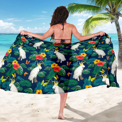 Cockatoo Tropical Pattern Print Design 02 Sarong Pareo Wrap