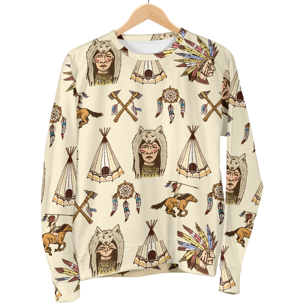Native Indian Pattern Design Print Men Long Sleeve Sweatshirt