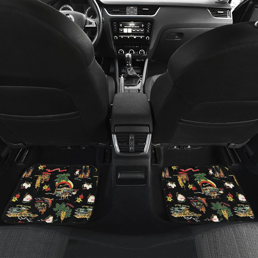 Hawaiian Island Themed Print Car Floor Mats Front Back
