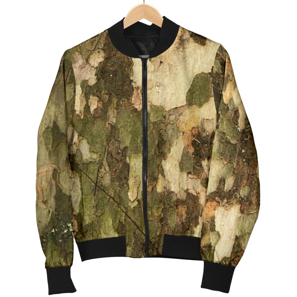 Camo Realistic Tree Texture Print Men Bomber Jacket