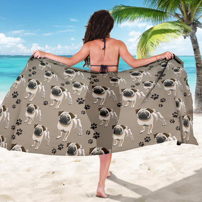 Pug Pattern Print Design A04 Sarong Pareo Wrap