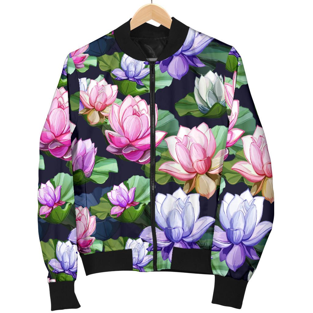 Lotus Flower Print Design Men Bomber Jacket
