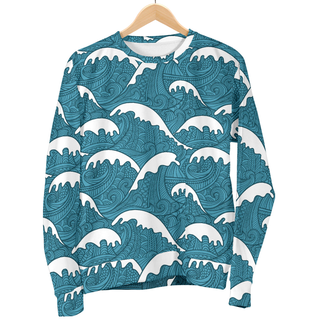 Surf Wave Tribal Design Men Long Sleeve Sweatshirt