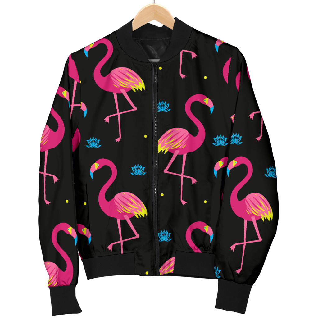 Flamingo Pink Neon Print Pattern Men Bomber Jacket