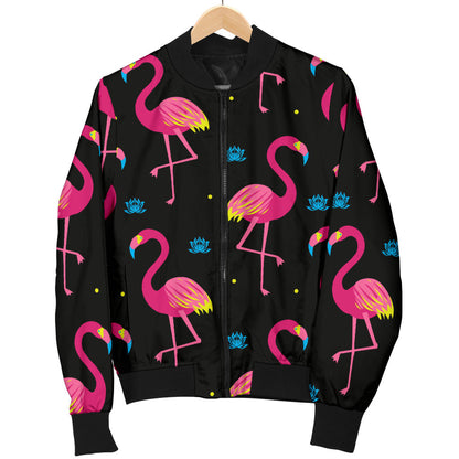 Flamingo Pink Neon Print Pattern Men Bomber Jacket