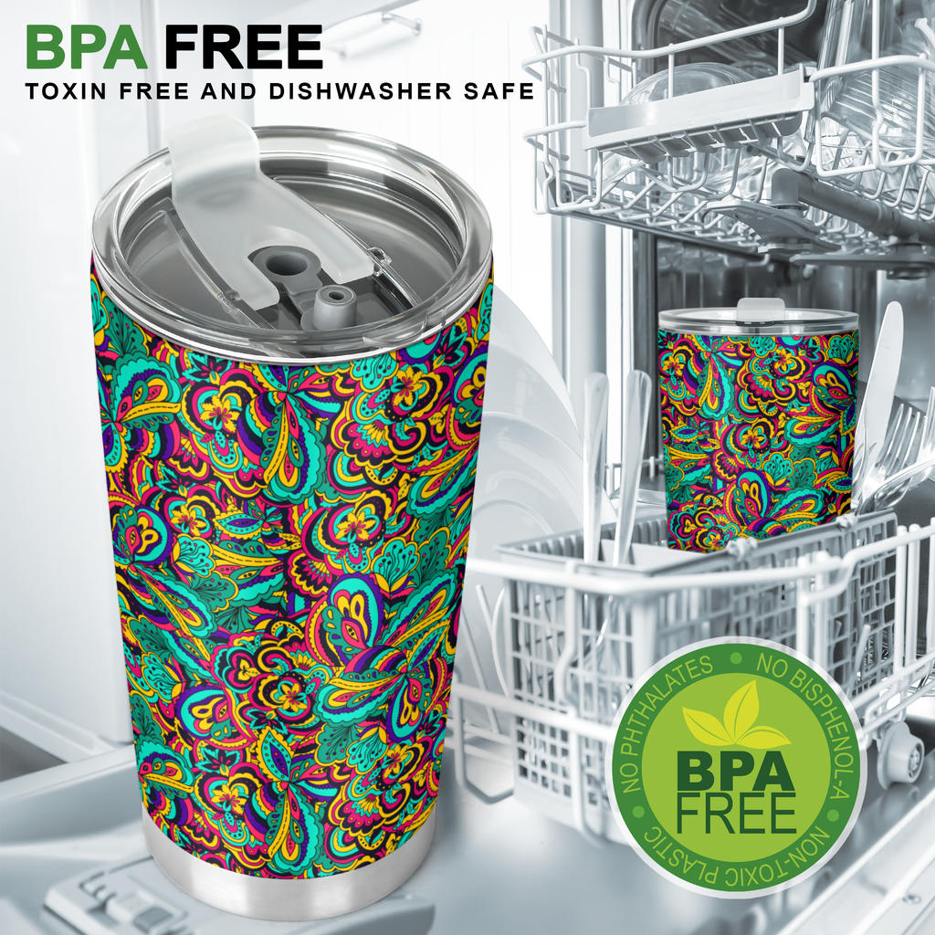 Psychedelic Trippy Floral Design Tumbler