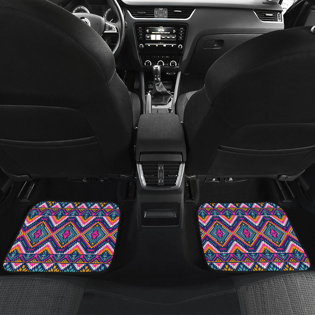 Indian Navajo Pink Themed Design Print Car Floor Mats Front Back