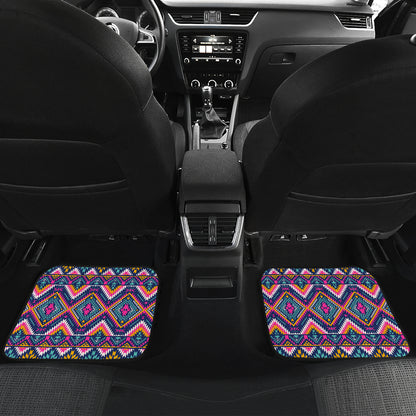 Indian Navajo Pink Themed Design Print Car Floor Mats Front Back