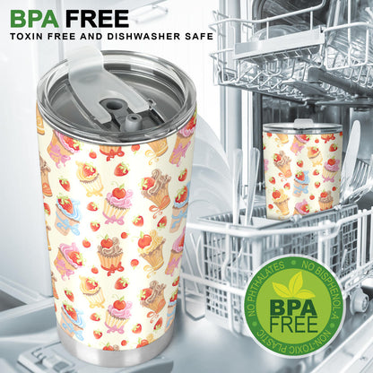 Cupcakes Strawberry Cherry Print Tumbler