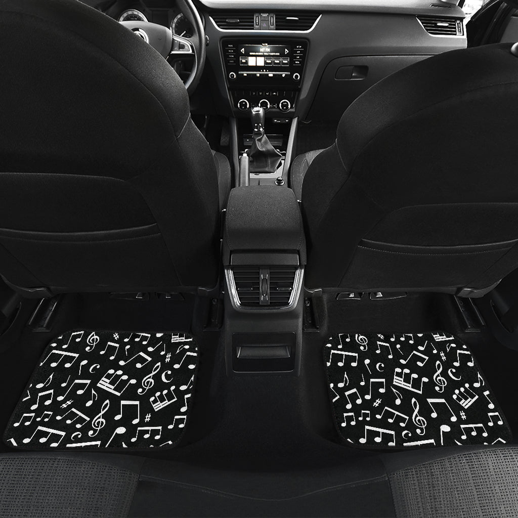 Music Note Black white Themed Print Car Floor Mats Front Back